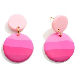 NEW made to order pink womens jewelry- clay dangle earrings- nickel FREE